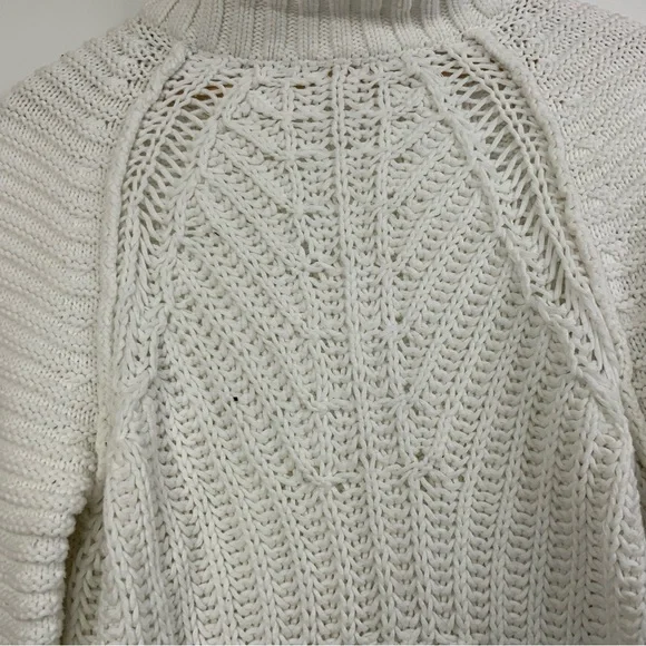 Free People Sweetheart Sweater Off White. Size XS. Mock Neck Ballon Sleeves. - Picture 3 of 7